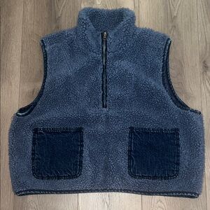Madewell NWT Shearling Denim-Pocket Pullover Vest